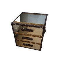 Two Vintage Bedside Table Trunk Chests Bedroom Furniture 