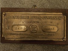 Genuine Brass English Electric Worksplate No.2418 Locomotive builders plate