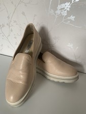 Ladies Shoes Dune London Size 4 EU 37 Loafers Flat Slip On Peach Beige Leather 