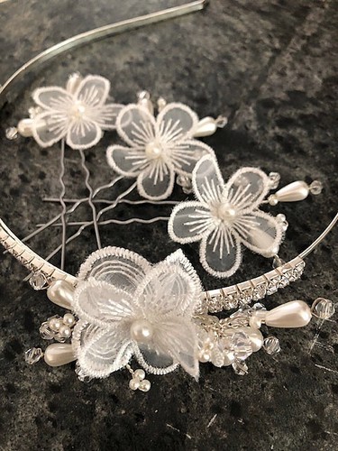 Bridal diamante lace flower - diamante,