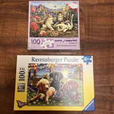 100 LARGE PIECE PUZZLES RAVENSBURGER PUPPY PICNIC + SUNNY DAY BITS AND PIECES