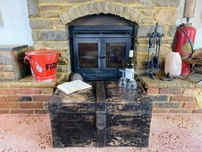 Old Antique Pine Chest, Vintage Wooden Storage Trunk, Blanket Box, Coffee Table.
