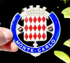 Monaco Monte Carlo Original Vintage 1950s Enamel Car Badge