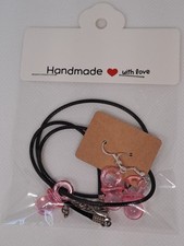 Handmade Light Pink Dummy Dangly Earrings And Necklace Set Retro 90s Funky Rave