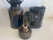 RAILWAY 3 ASPECT HAND LAMP STAMPED LMS COMPLETE ALL THE GLASS & INTERNALS GC