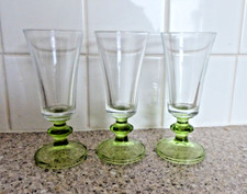 3 Green Base Sherry Schooner Glasses