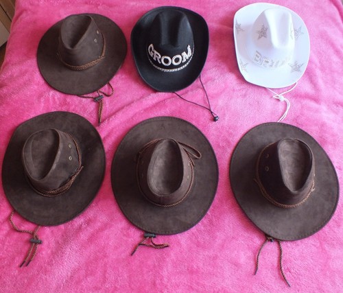 Bride and groom cowboy hats - bride,