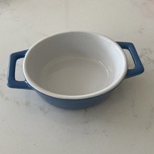 Blue Ceramic Mini Stoneware Small Oval Oven to Table Serving Baking Dish Tray 