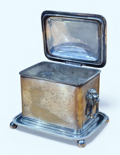 English silver plate tea caddy - silver,