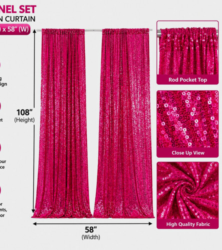 Sequin mesh curtain - ,, fuchsia