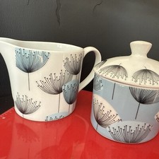 Portmeirion Dandelions Clocks Jug & Bowl  Blue Sanderson VGC