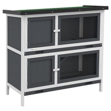Pawhut rabbit hutch double - pawhut, hutch,