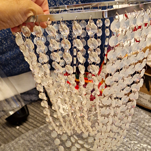 Clear plastic beaded hanging - clear,
