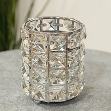 Crystal Diamante Candle Holder Silver Metal Sparkle Bling Home Decor Gift