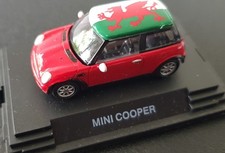 Mini Cooper 1:72 scale diecast style model Welsh Dragon flag roof. Cymru Am Byth