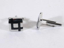 Silver Tone Black Geometric