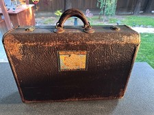 Antique Hartmann Hard Case SuitCase Double Handle Leather Wrapped Luggage 15"