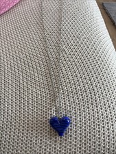 Blue Heart Pendant Silver Tone