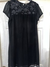 Women’s Dress Black With Detail at Neckline Pussycat London Size 12 