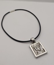 Unique Pierre Lang Brushed Steel Pendant With Heart Motif On A 17" Necklace 