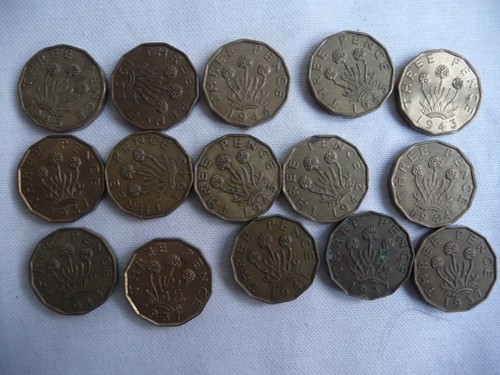 Brass three pence 1937 - brass, 3d