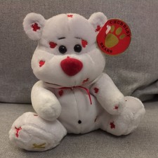 CHUBBLEY BEARS , KISSES BEAR - RETIRED WITH  TAGS - MINT CONDITION white & red 