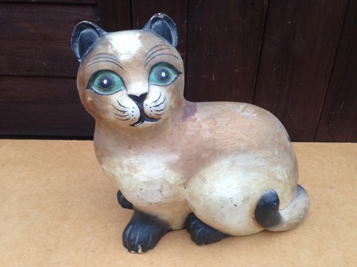 Hand carved wooden cat - carved,