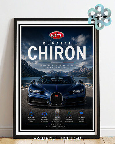 Bugatti chiron car print - a4,