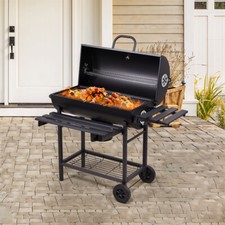 Outdoor Smoker Barbecue Charcoal Portable Barrel BBQ Grill Cart Camping Garden