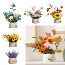 Artificial Fake Flowers in Vase Silk Rose Flower Arrangements Realistic Ornament