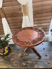 Vintage Wood Carved Side Table