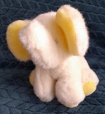 Vintage Mothercare Elephant Soft Toy Sitting Yellow & White 0844 Made in Korea