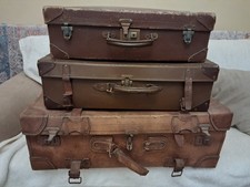 3 Brown Leather Suitcase