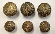 Set of 6 Vintage Kings Crown Royal Marines Brass Buttons By Smith & Wright