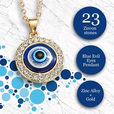 Blue Evil Eye Alloy Necklace &