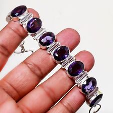 African Amethyst Gemstone 925 Silver Handmade Ethnic Jewelry Bracelet 7-8"