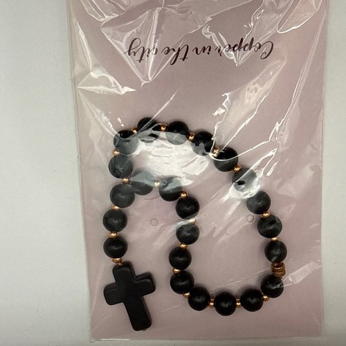 Car rosary for rearview - rosary, black