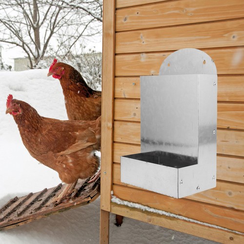 Silver metal chicken feeder - metal,