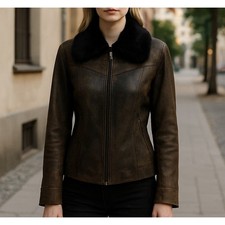 Reilly Olmes Collection Leather Jacket Detachable Fur Lining Size Medium