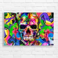 Vibrant Skull Abstract Canvas
