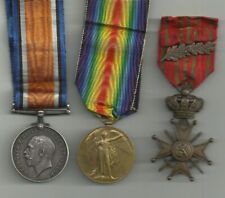 WW1 BELGIAN CROIX DE GUERRE AND PAIR T.W.L. SMITH FIELD ARTILLERY LEICESTER