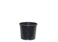 Black plastic plant pot flower - black,