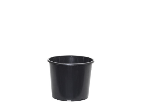 Black plastic plant pot - black, flower