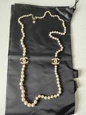 Chanel Large Pearl Necklace Eternal Pearls CC Gold 100% Authentic