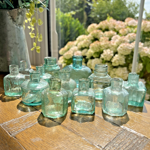 Antique glass ink bottles 12 - bottles,