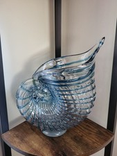 Blown Glass Blue Shell Conch
