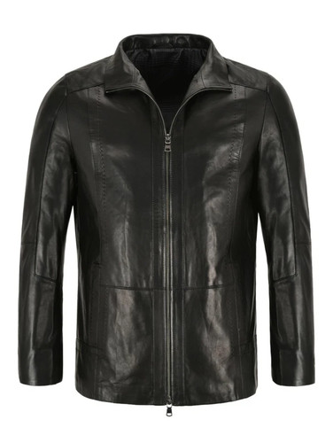 Mens real leather jacket black - real,