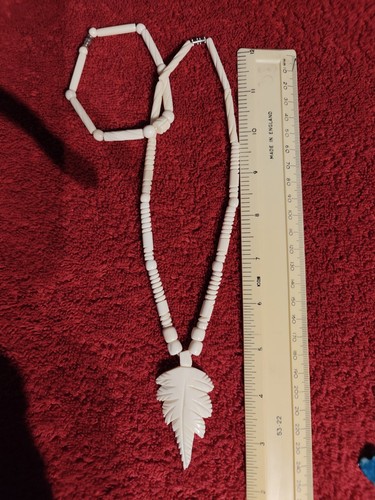 Ivory styled necklace - leaf, and