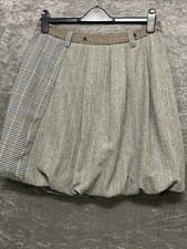 Desigual Grey Mix Wool Blend Skirt Size Eu 38 Uk12 Stitched Puffy Hem Mini Skirt