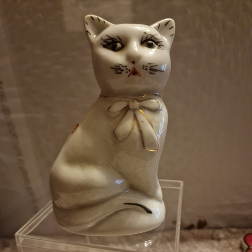 Vintage ceramic white - white, cat